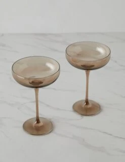 Champagne Coupes (Set Of 2) By Estelle Colored Glass -Restaurant Supplies Store ChampagneCoupes setof2 byEstelleColoredGlass AmberSmoke A0655149 17528 scaled