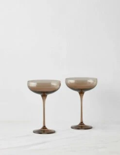 Champagne Coupes (Set Of 2) By Estelle Colored Glass -Restaurant Supplies Store ChampagneCoupes setof2 byEstelle AmberSmoke scaled