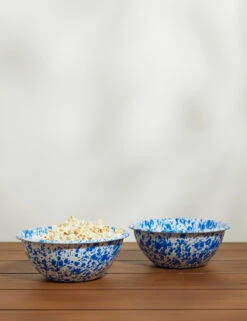 Enamelware Small Serve Bowl (Set Of 2) By Crow Canyon -Restaurant Supplies Store EnamelwareSmallServeBowl BlueSplatter Setof2 7471