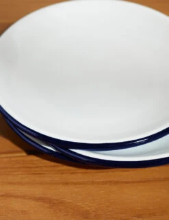 Enamelware Salad Plate (Set Of 4) By Crow Canyon -Restaurant Supplies Store Enamelware Salad Plate Blue Rim Set of 4 9803